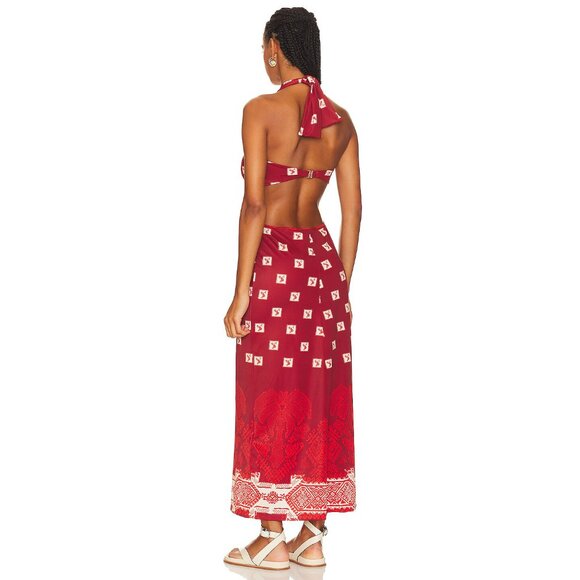 Johanna Ortiz Quechua Maxi Dress Andean Wine Ruby Cerise Size Large NEW NWT - Picture 15 of 15